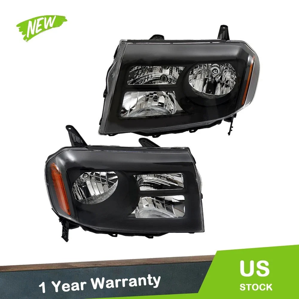 Headlight Assembly for Honda Pilot (2012–2015) Clear Black Driver+Passenger