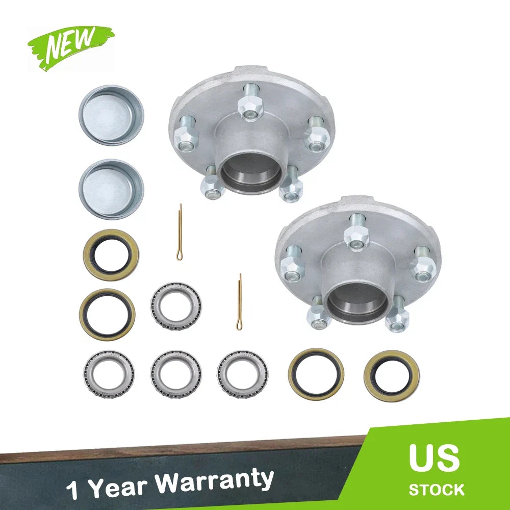 Set of 2 Galvanized Trailer Hub Kits for 2000 lbs Spindle (1" or 1.0625")