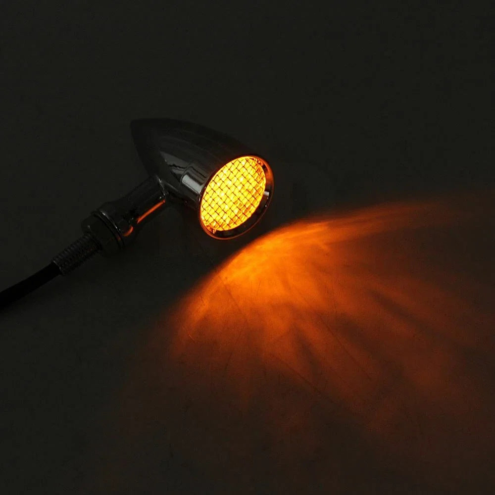 Motorcycle Turn Signal Indicators - 2X LED Chrome (12V)