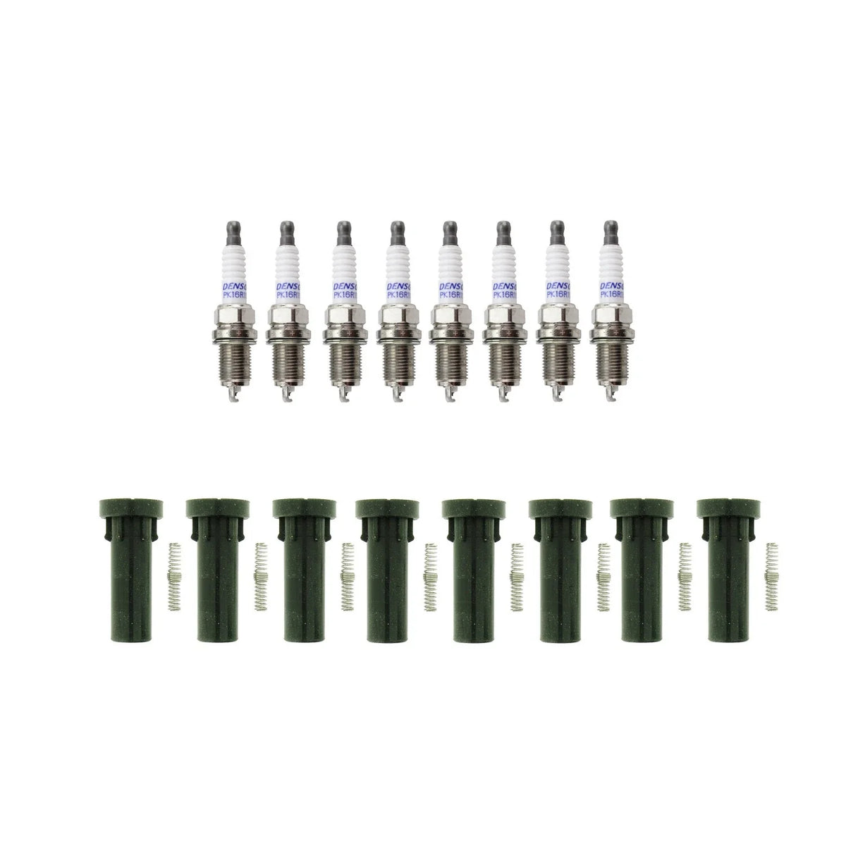 Set of 8 Denso Iridium Spark Plugs & NGK Coil Boots for Dakota 4.7 V8 (2005–2011)