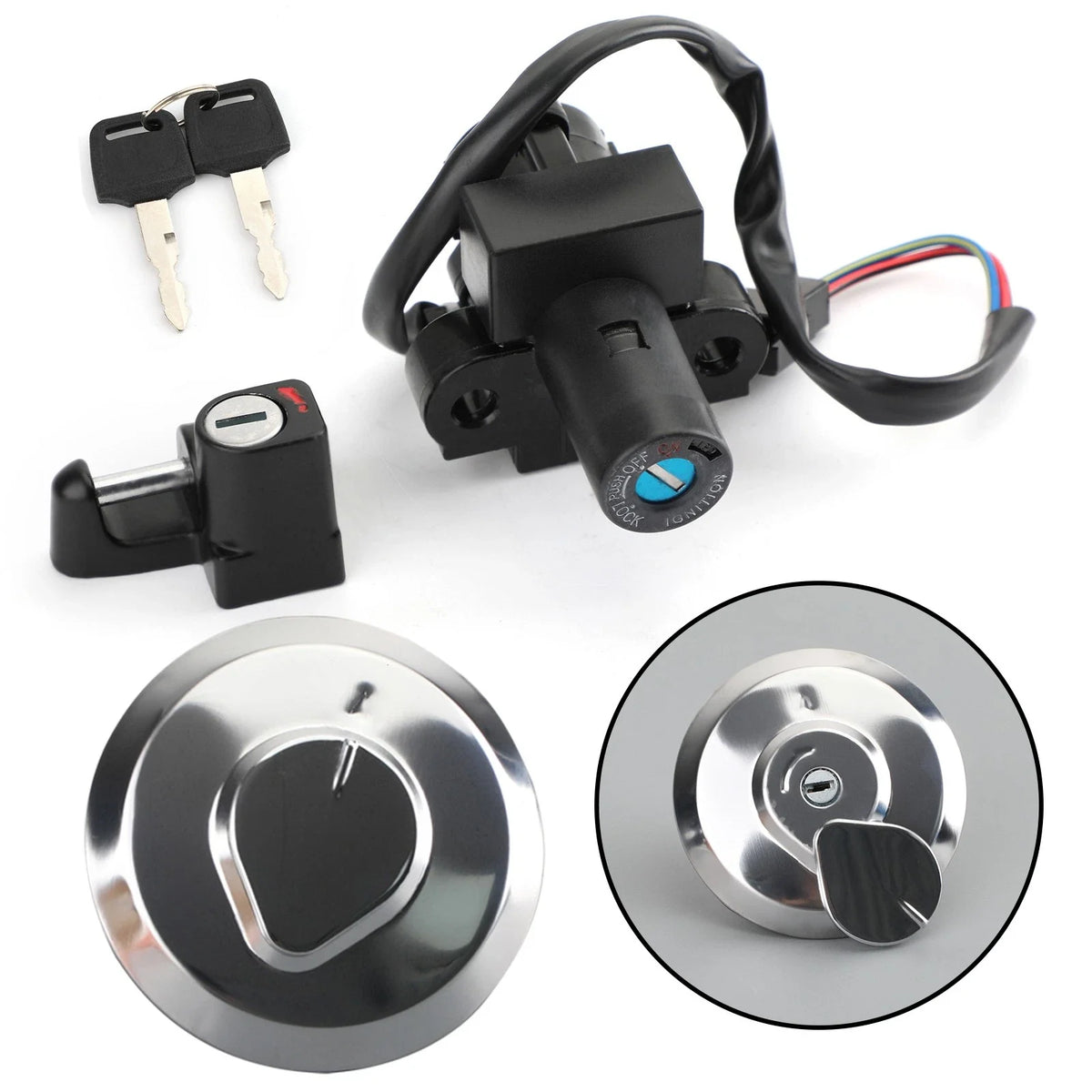 Ignition Switch Fuel Cap Seat Lock Key Set for Honda XR125L 2003-2008