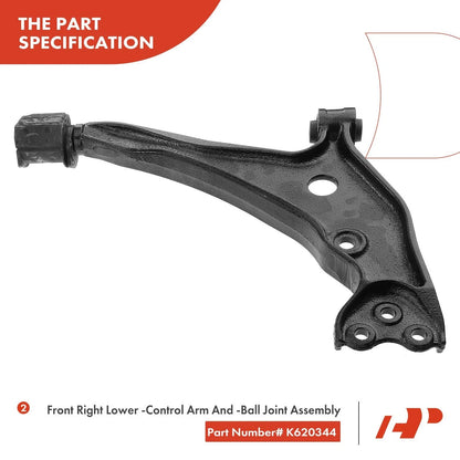 10x Control Arms with Ball Joints for Nissan Quest 1999 to 2002