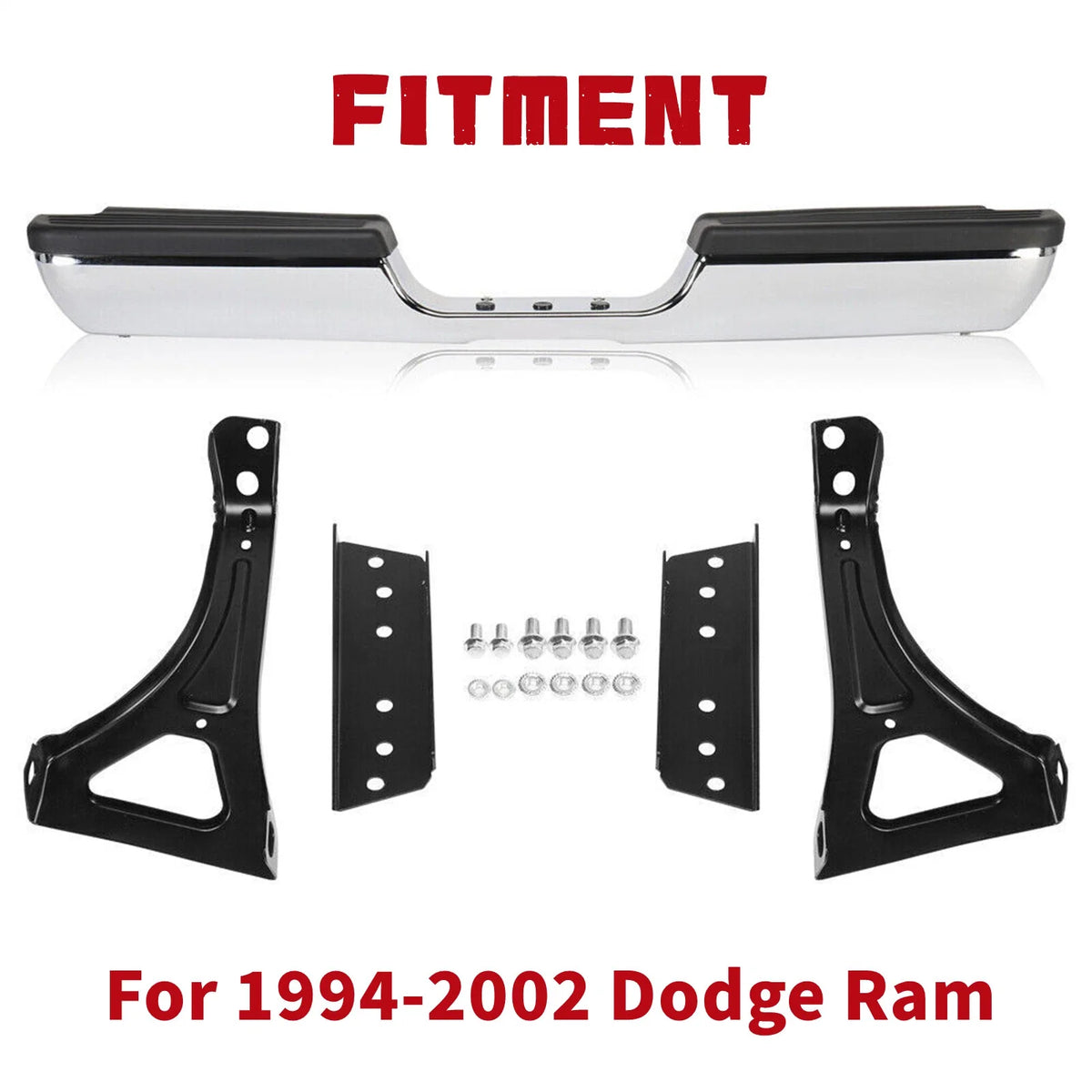 Chrome Rear Bumper Assembly for Dodge RAM 1500/2500/3500 (1994–2002)