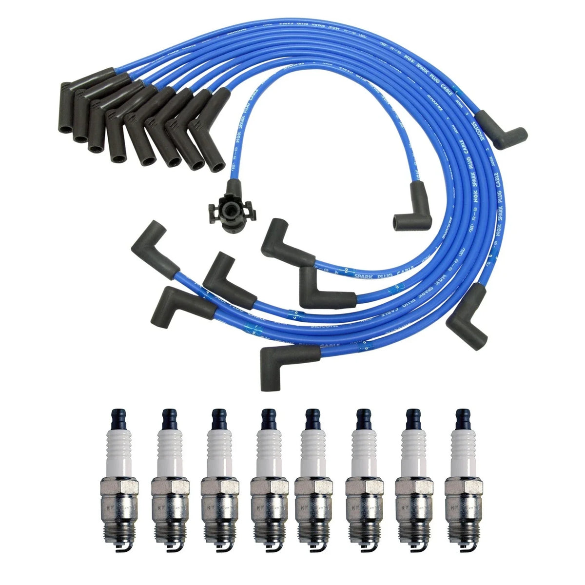 NGK 8mm Wire Set & Denso Spark Plug Kit for F-150 F-250 (1997–2003)