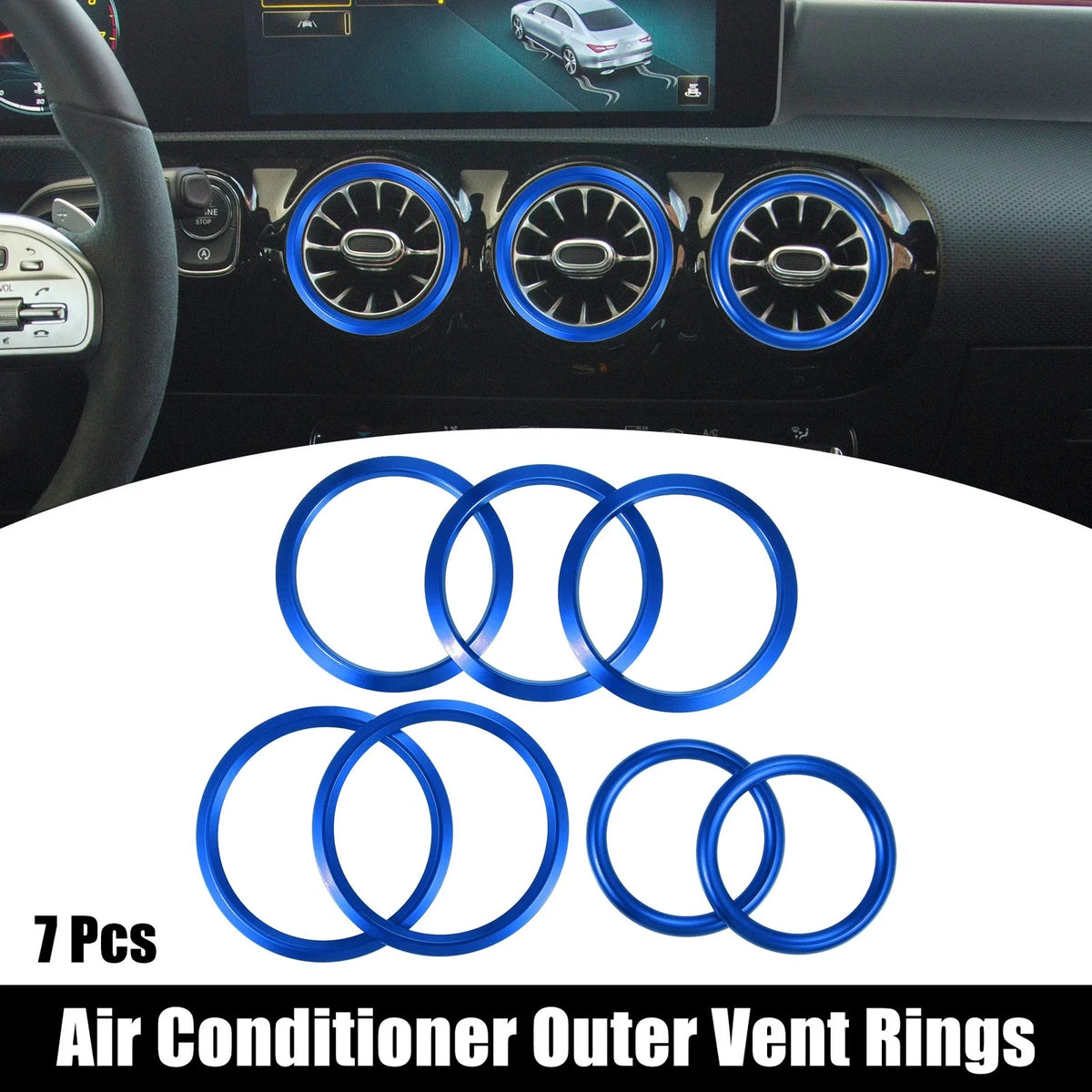 7 Pcs Air Conditioning Outer Vent Rings Covers for Mercedes Benz A-Class (2013–2020)