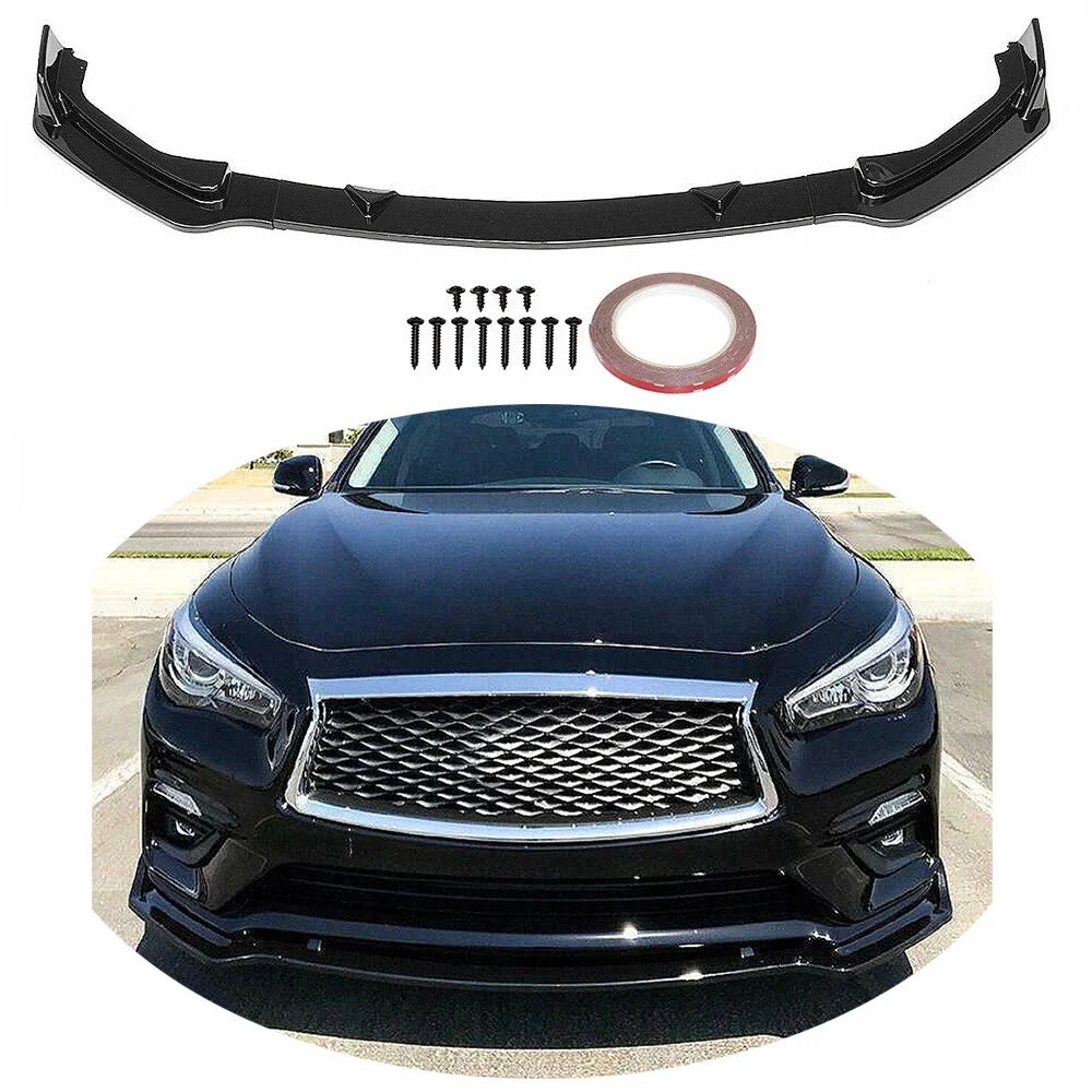 Glossy Black Front Bumper Lip Spoiler for Infiniti Q50 (2014–2017)
