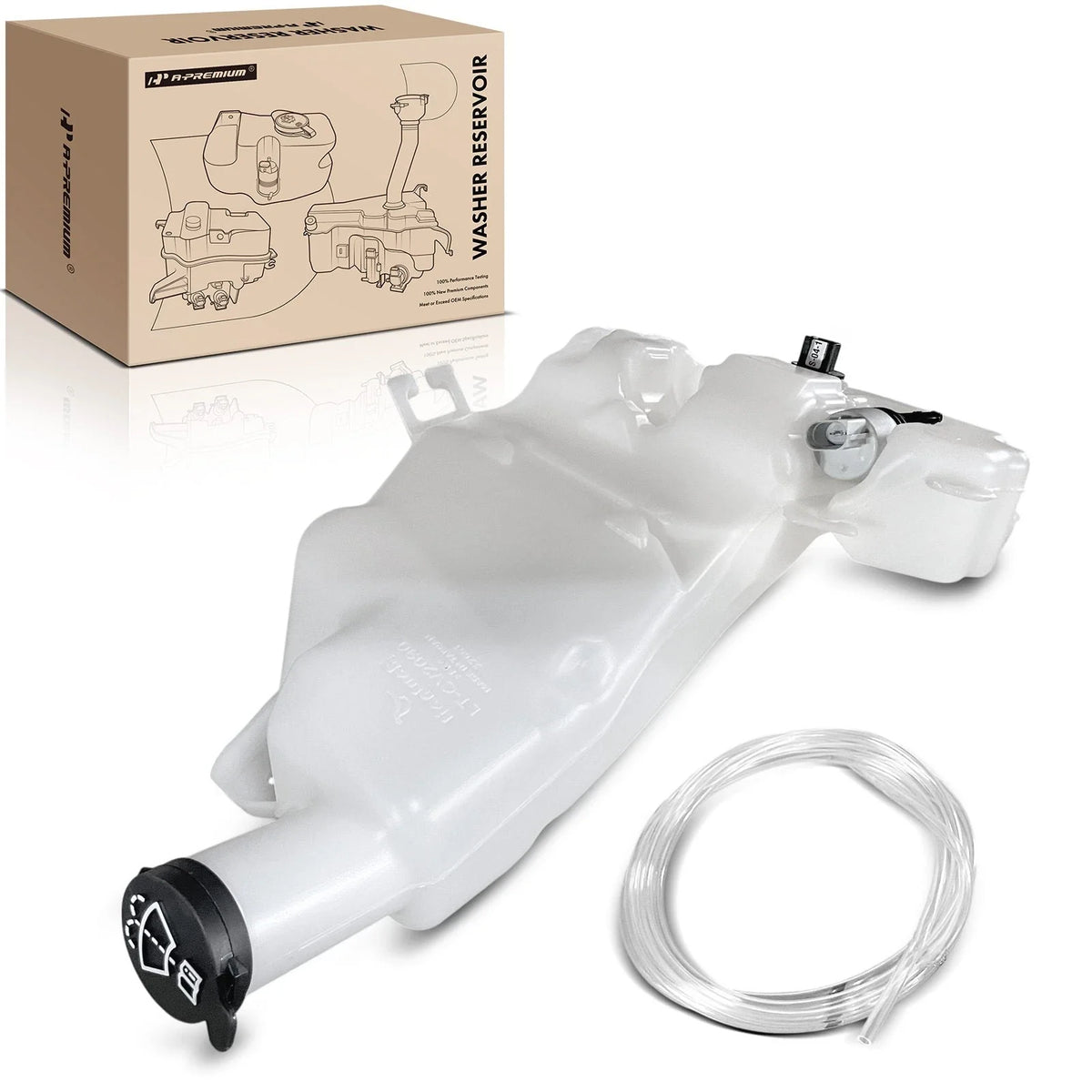 Washer Reservoir with Pump, Cap & Sensor for Chevy Traverse, Buick Enclave (2009–2023)
