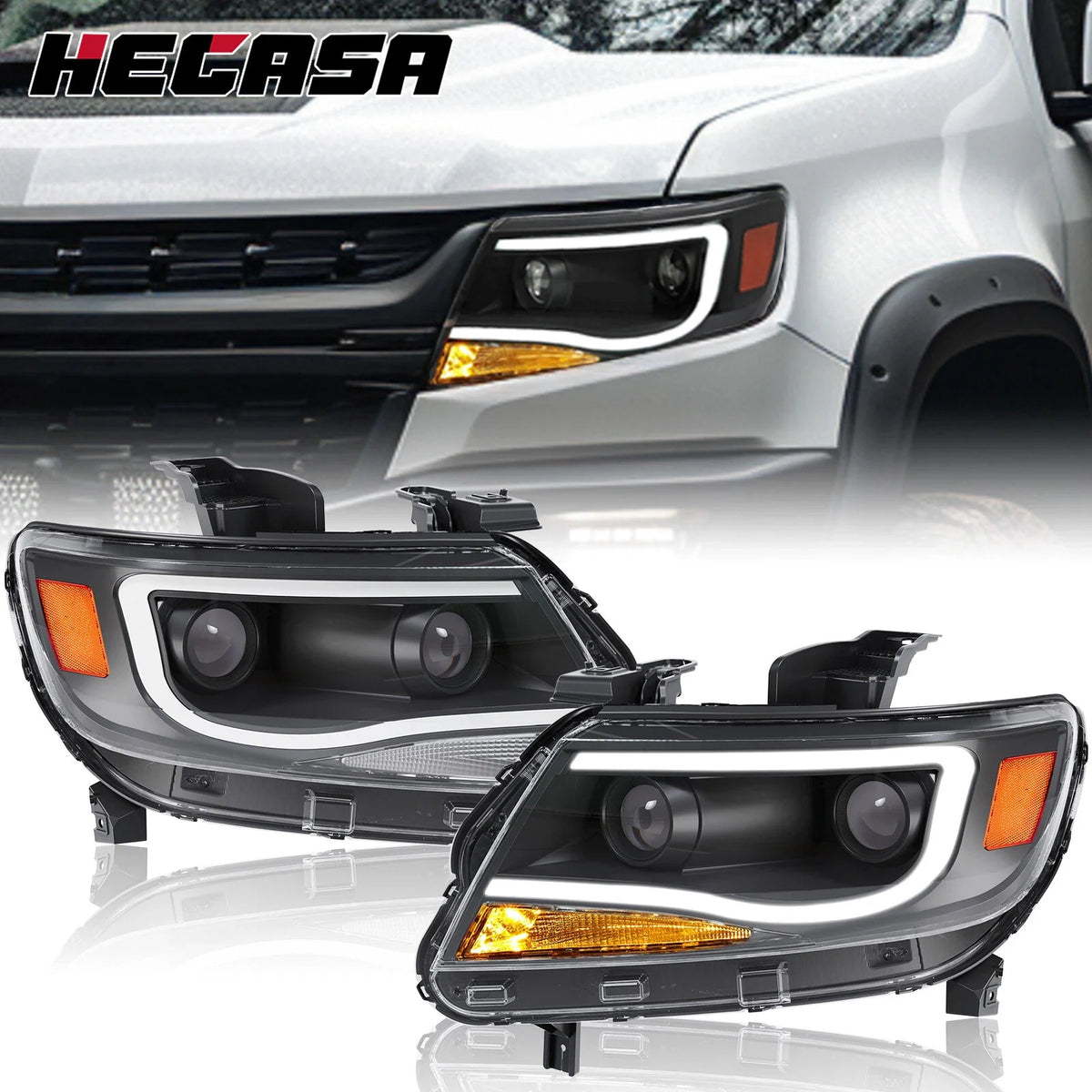 Dual Projector Headlights with LED DRL for 2015-2022 Chevy Colorado