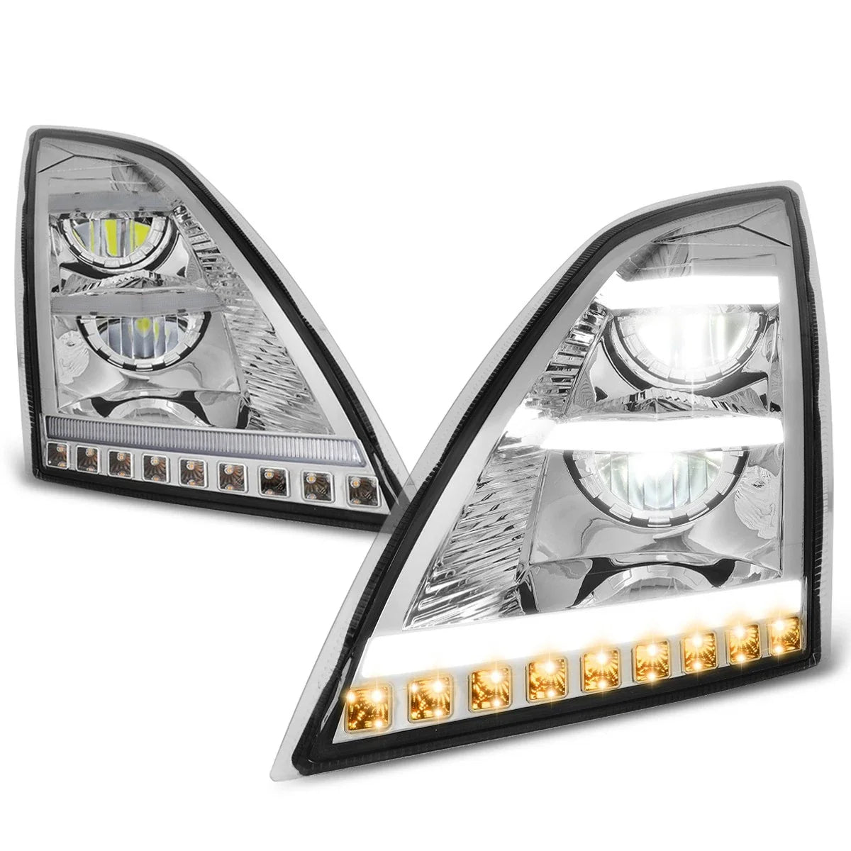 LED DRL Sequential Amber Turn Signal Headlights for Volvo VNL VNR (2018–2024)