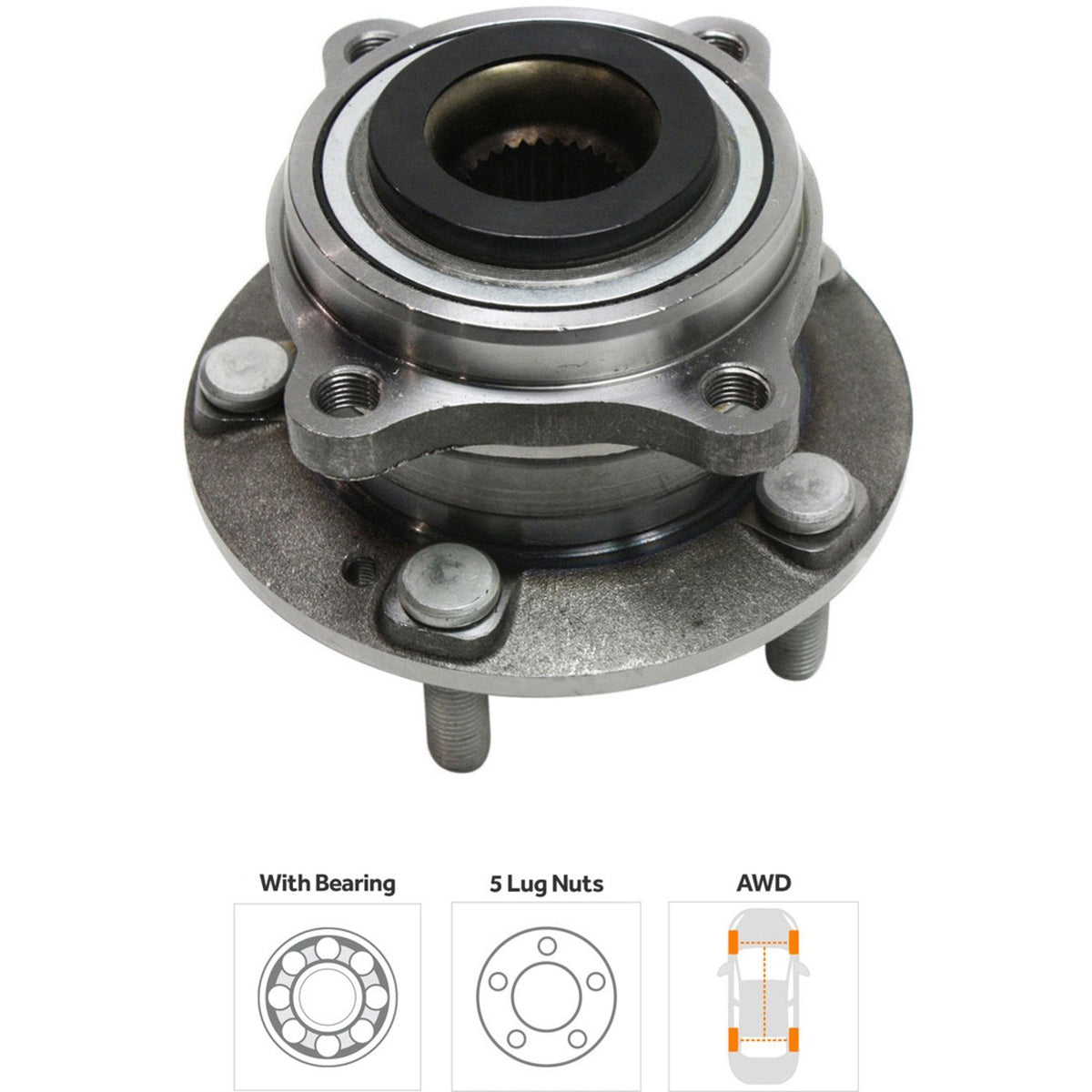 Wheel Hubs for Hyundai Santa Fe (2007–2018) Front or Rear 5 Lug with Bearing AWD