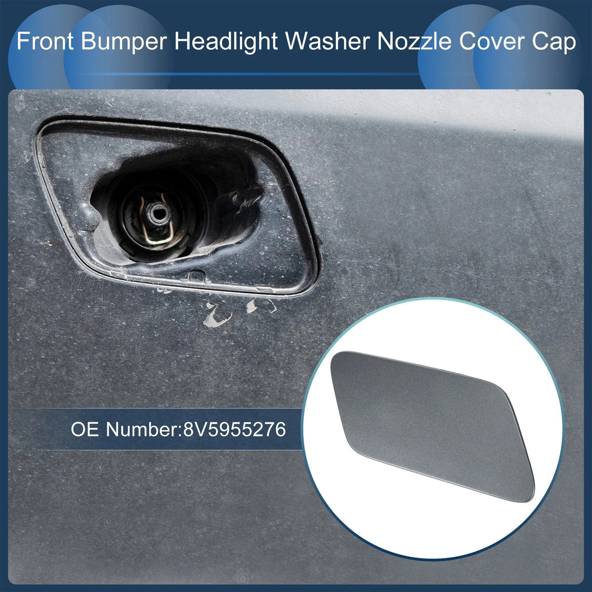 Front Right Washer Nozzle Cover Cap for Audi A3 8V (2013–2016) Gray