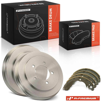 Set of 2 Brake Drums + Ceramic Brake Shoes for Jeep Compass Patriot (2007–2017)