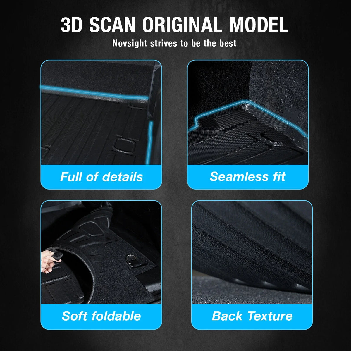 Trunk Mats Waterproof and Anti-Slip for Ford Mustang 2015-2022