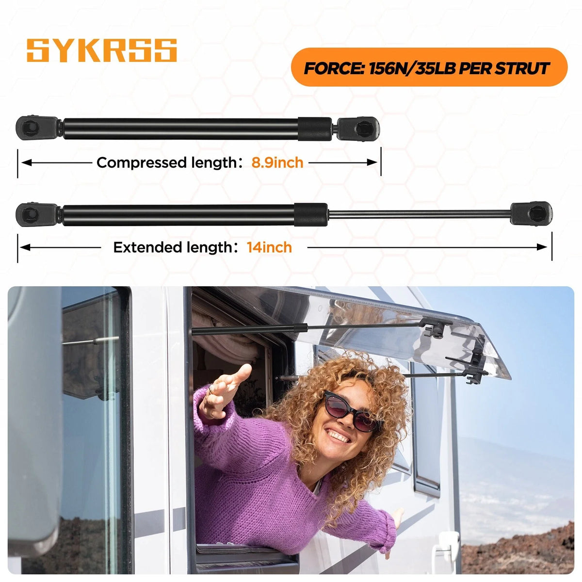 Pair of C16-10176 Gas Prop Struts Lift Support for Leer Camper Shell (14in 35lbs)