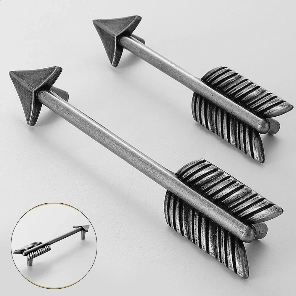 Universal Silver Arrow Door Pull Handles for Kitchen Cabinets - 2Pcs