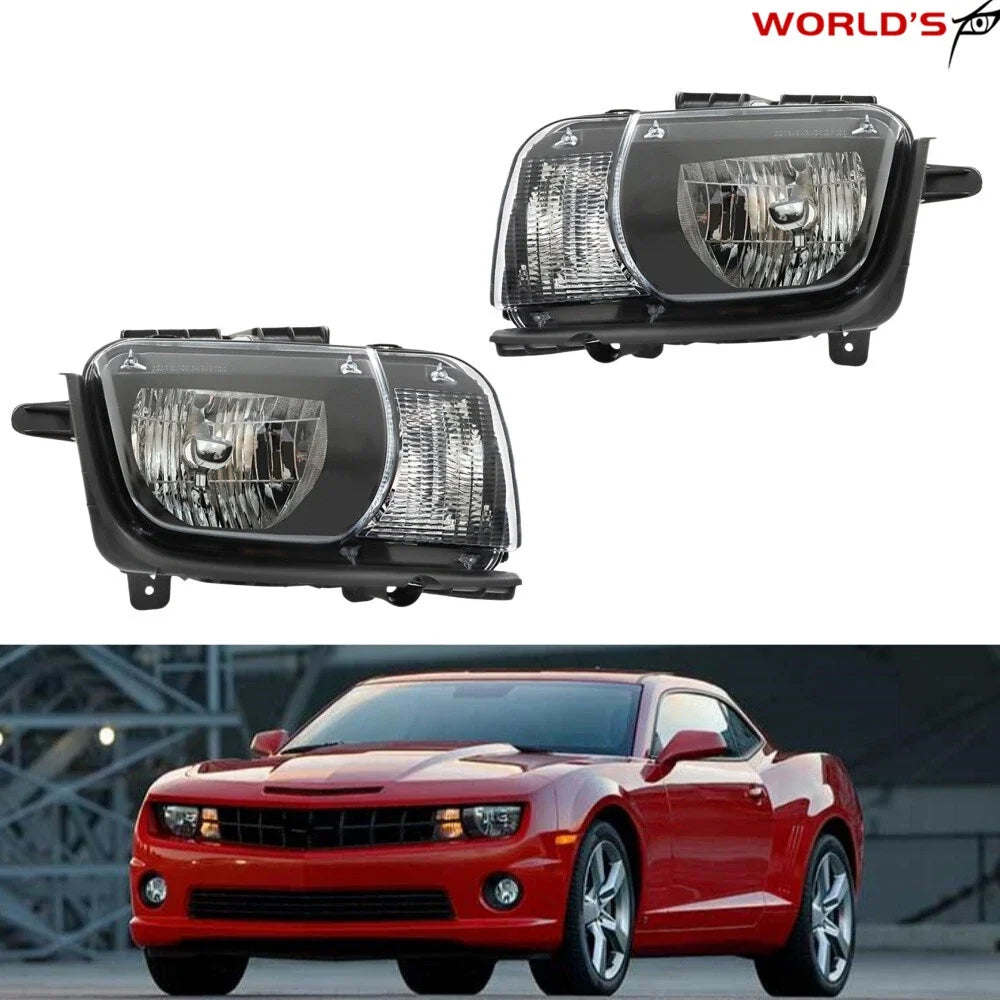 Set of 2 Headlight Halogen for Chevrolet Camaro (2010–2013) Black Housing