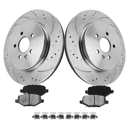 Rear Rotors with Ceramic Brake Pads Kit for Ford Explorer Flex Taurus 08-19