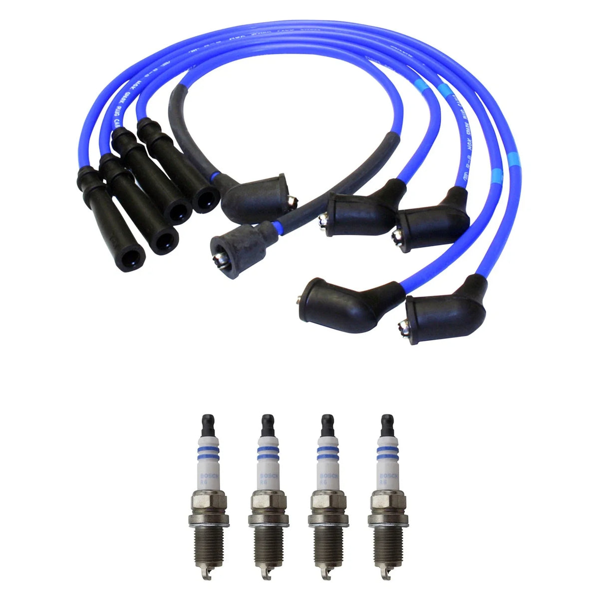 NGK 7mm Wire Set & Bosch Platinum Spark Plug Kit for Mazda 323, MX-3, Protege (1990–1998)