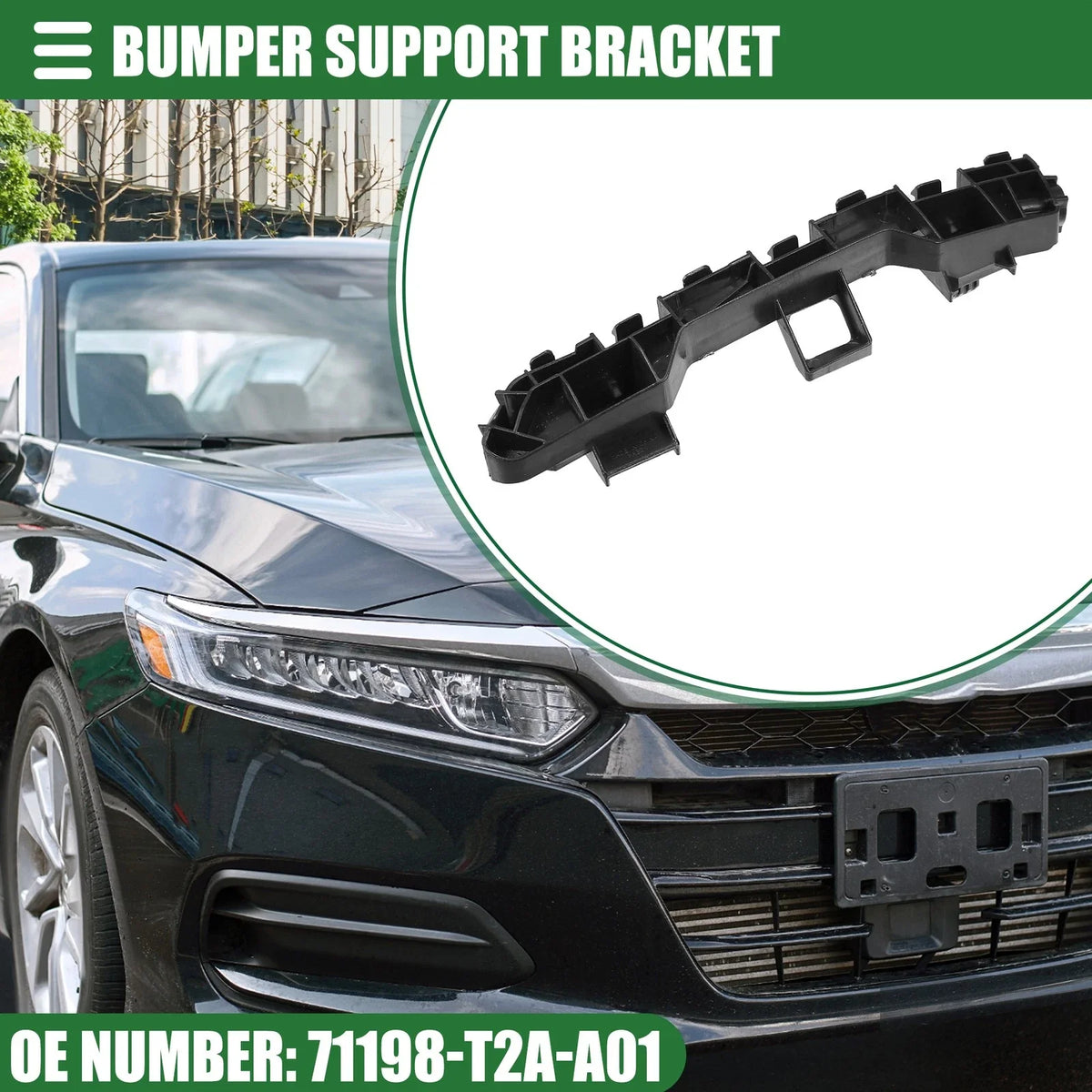 Front Bumper Support Bracket for Honda Accord (2015–2019) No. 71198-T2A-A01 Black