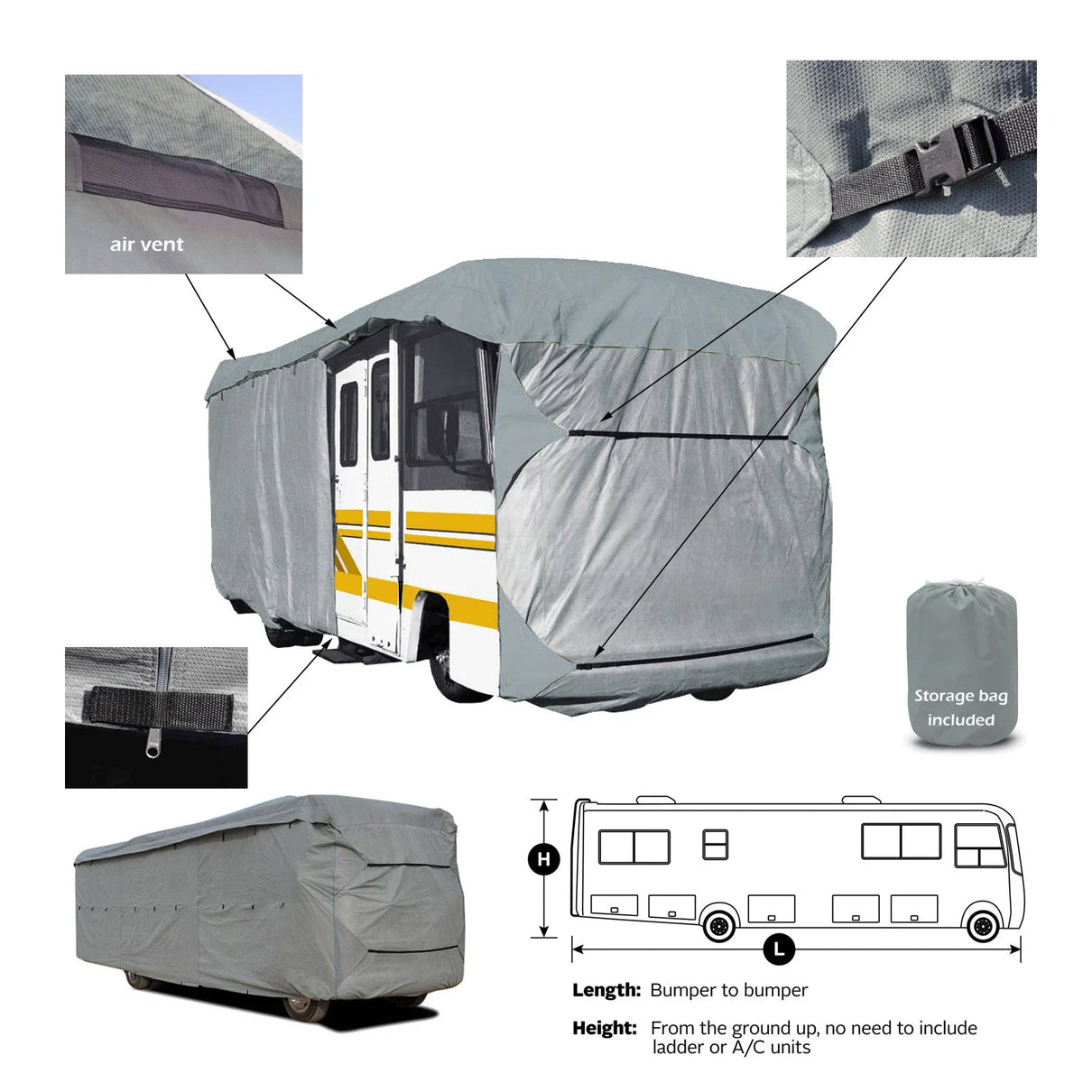 Deluxe 4-Layer RV Storage Cover for Class A Motorhome (30-33 ft)