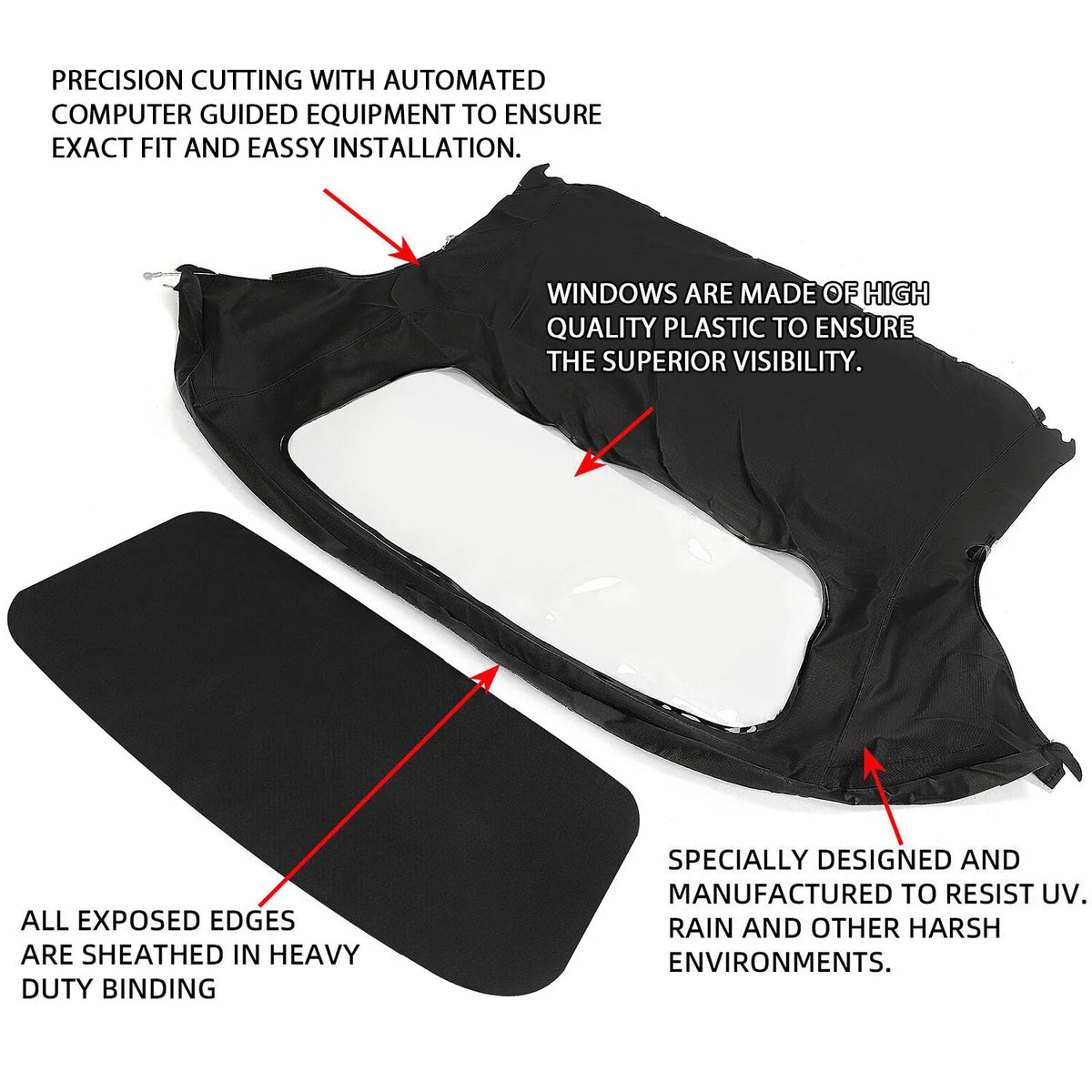 Soft Top in Black Cloth with Plastic Window for Porsche Boxster 1997–2002