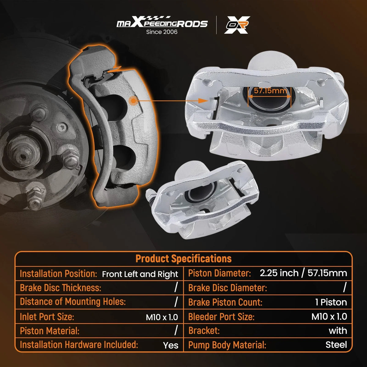 Pair of Front Brake Calipers for Honda Accord (2003-2007) SLB19830