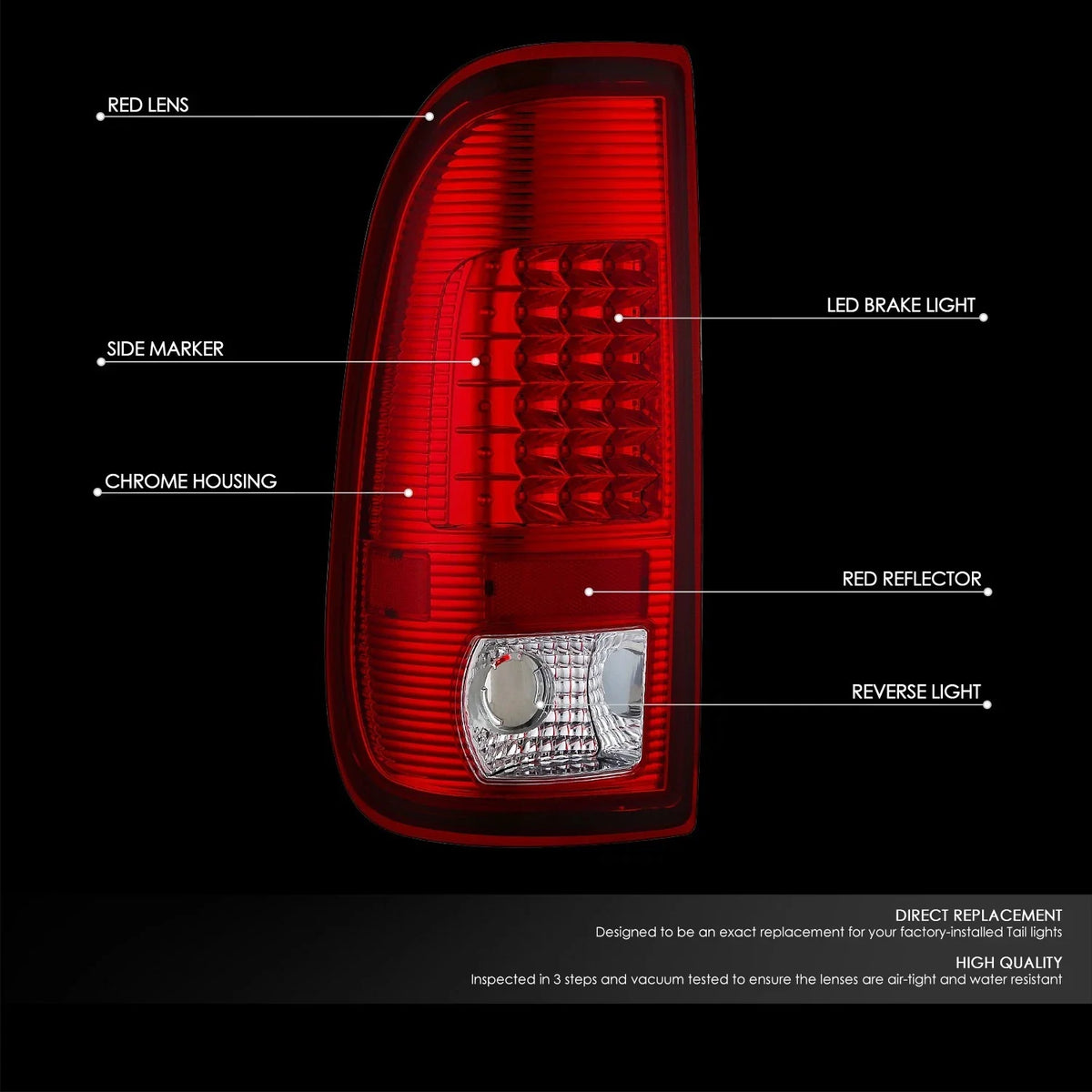 Set of 2 Full LED Tail Brake Light Lamps for Ford F250 F150 (1999–2007)