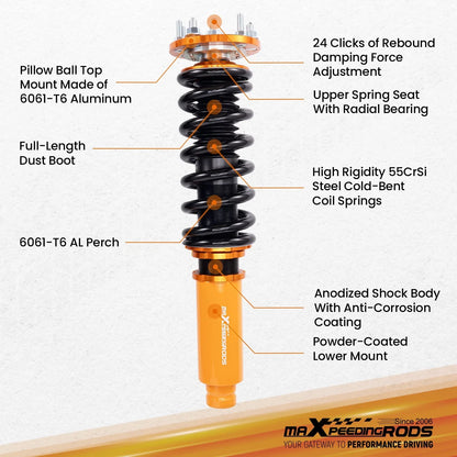 Coilover Suspension Kit with 24 Click Dampers for 2003-2007 Honda Accord