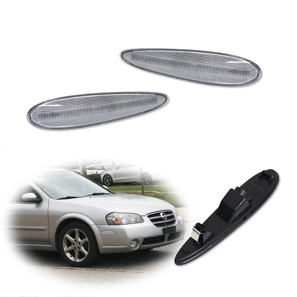 Set of 2 Clear Front Corner Side Marker Lights for Nissan Maxima