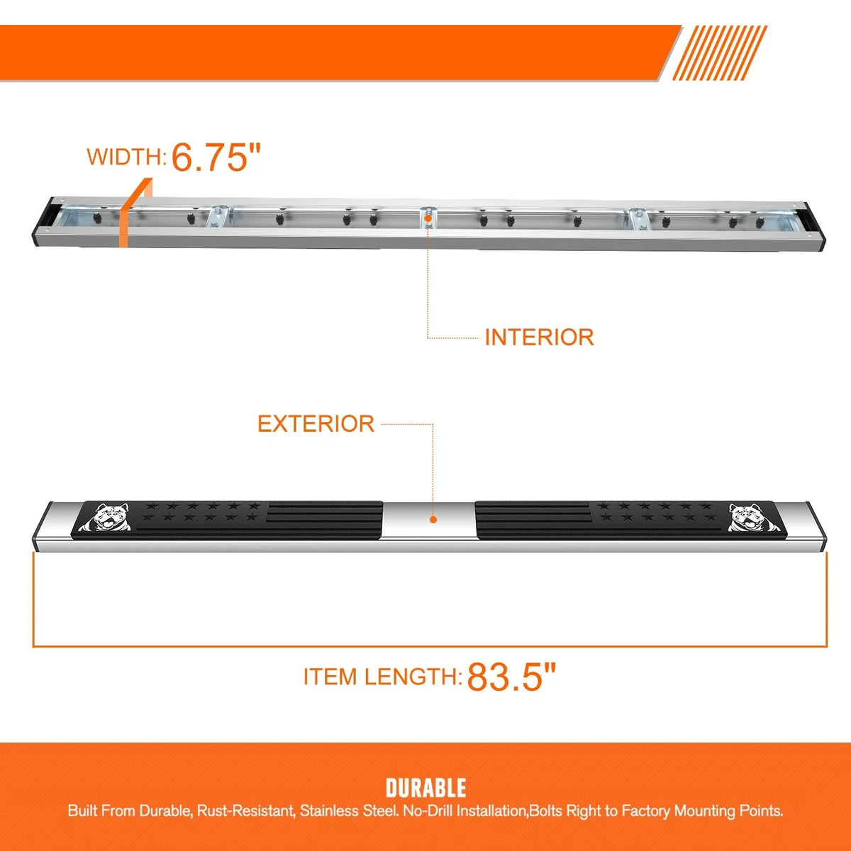 Custom Step Bar Running Board for 2009–2023 Dodge Ram Crew Cab