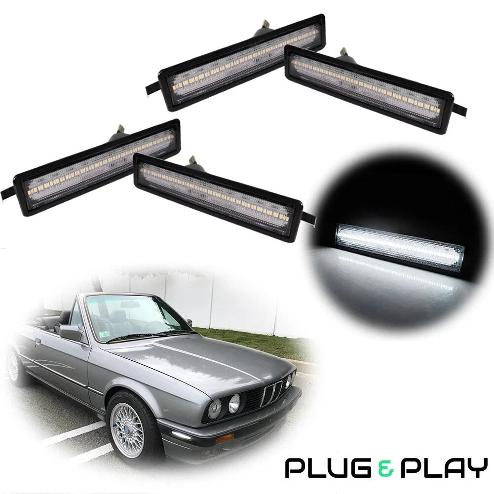 Clear White LED Side Marker Lights for BMW E30 3 Series, E34 5 Series