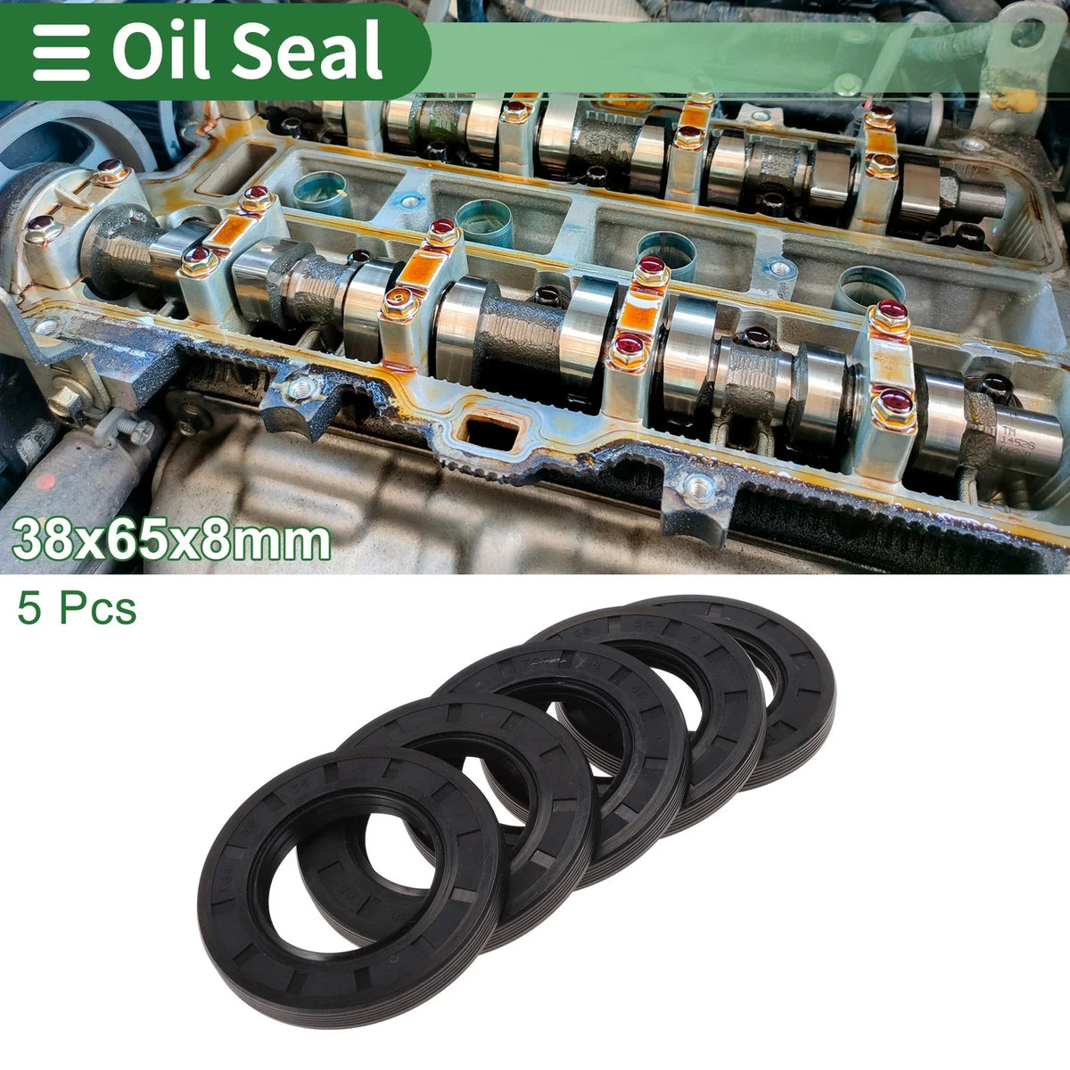 Oil Seal NBR Rubber 38x65x8mm for Various Models (5 Pcs)