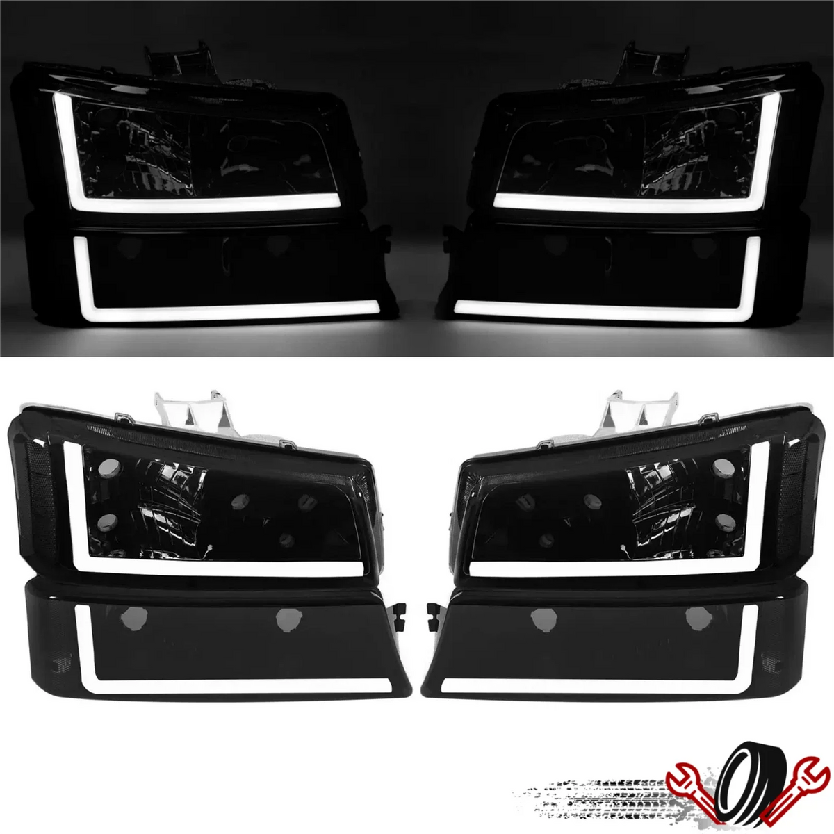 LED DRL Headlights Bumper Lamps for Silverado Avalanche (2003–2006)