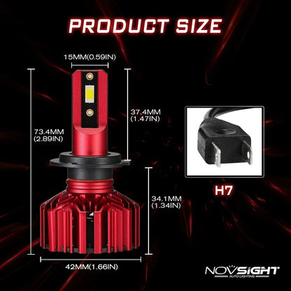 H7 LED Headlight Bulbs Kit - 10000 Lumens Conversion for NOVSIGHT