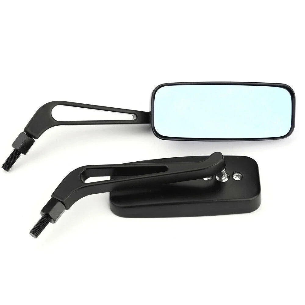 Smoke Blue Rectangle Side Mirrors for Motorcycle - 8mm 10mm