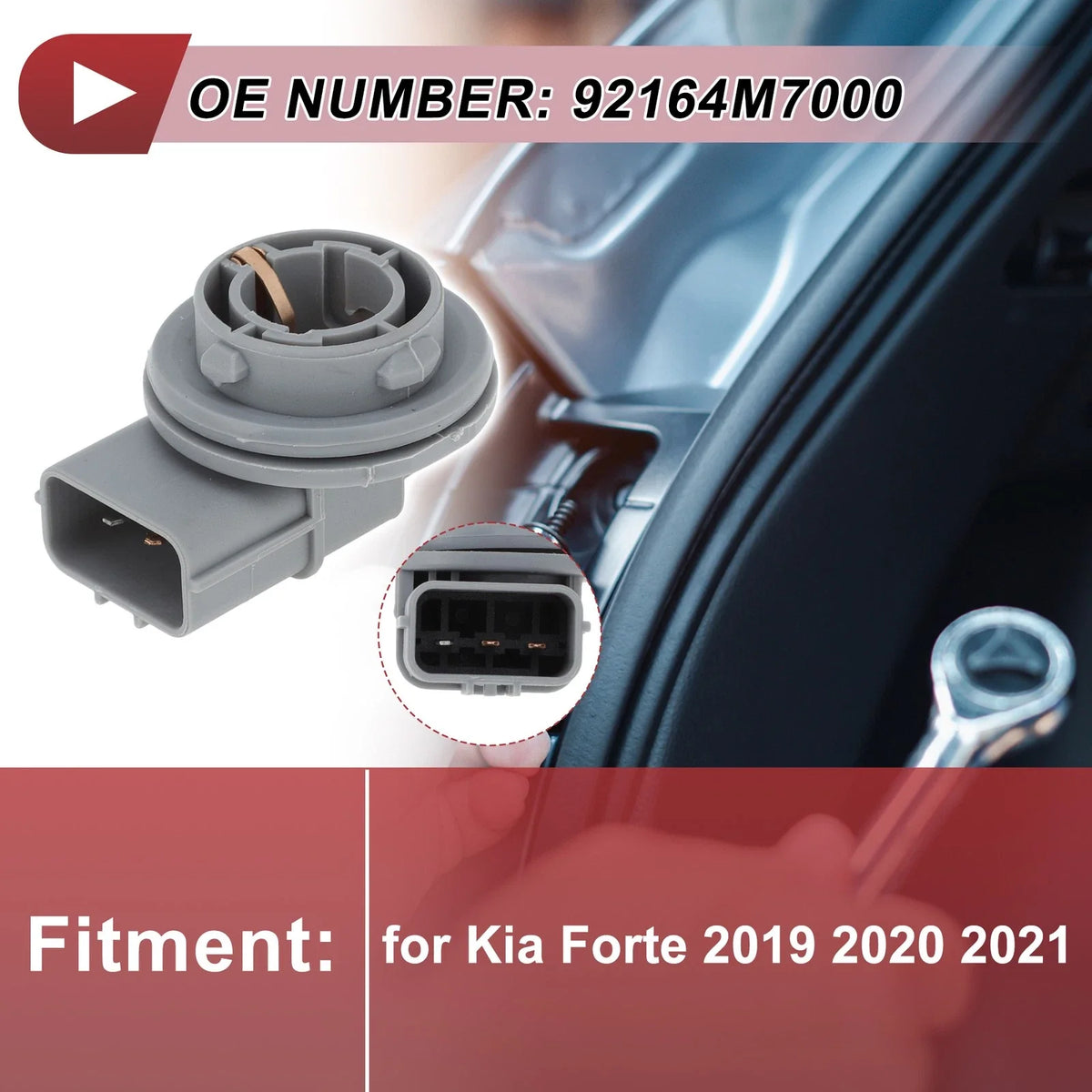 Turn Signal Light Socket for Kia Forte (2019–2021) No. 92164M7000 3 Pin