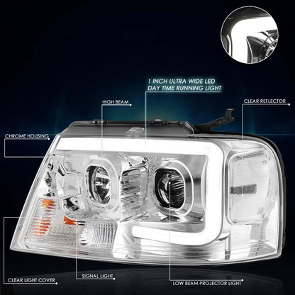3D LED Bar Projector Headlight for Ford F-150/Mark LT (2004–2008)