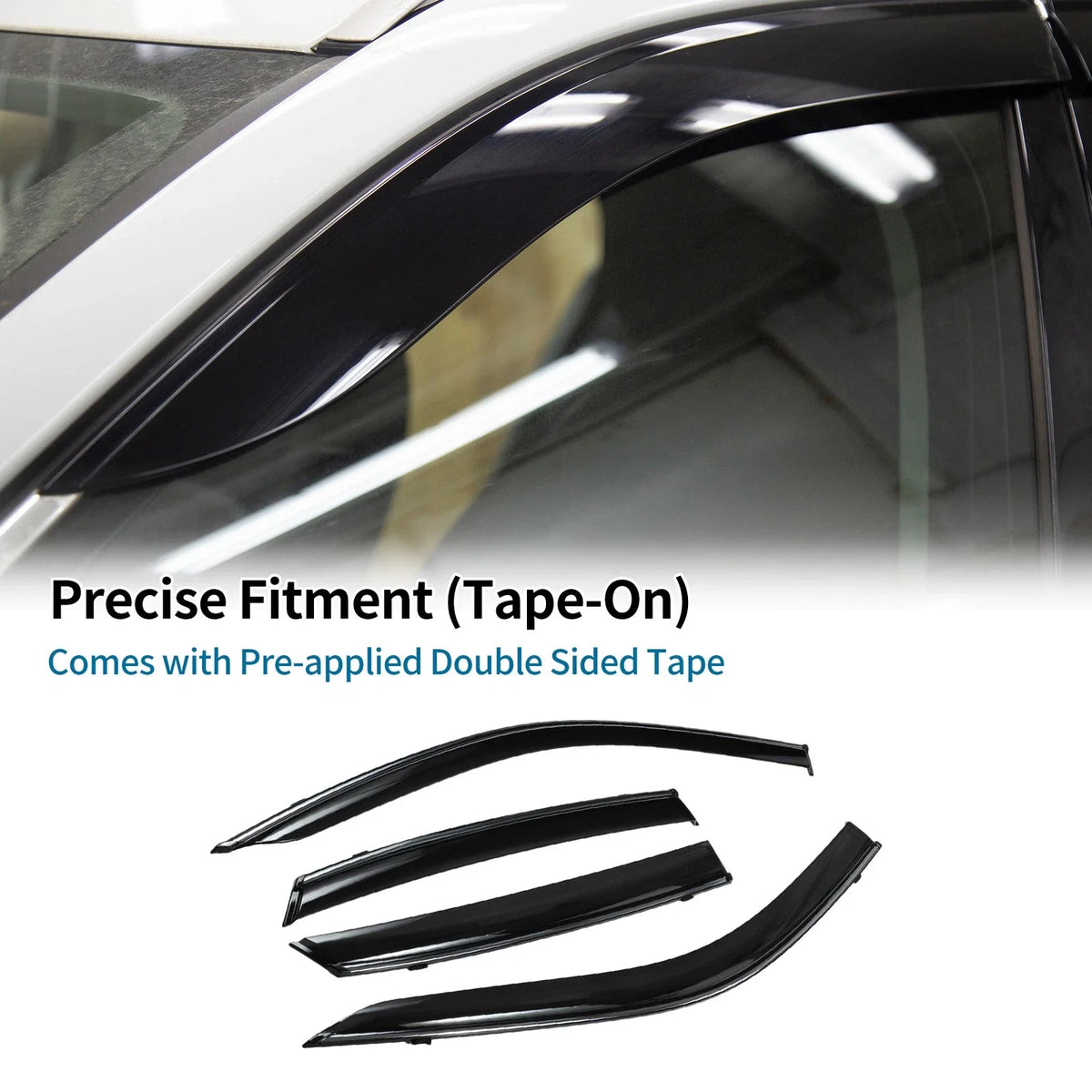 Set of 4 Window Deflectors for Honda Civic Sedan (2022) - Black Vent Visors