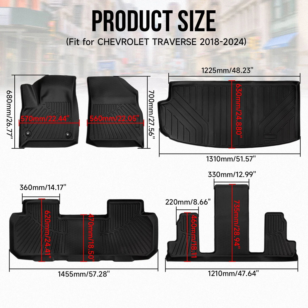 All Weather Floor Mats & Cargo Liner for Chevy Traverse 2018-2025