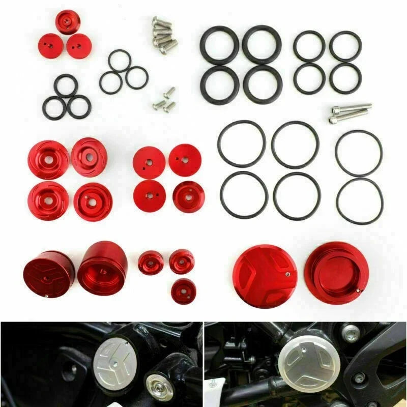 18PC Red Plug Cover Set for Frame Holes on BMW R1200GS LC Adv 2013-2019