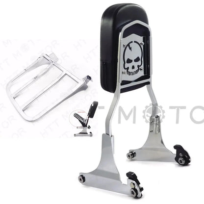 Skull Design Sissy Bar with Rack for Harley FXST FLST (1984–up)
