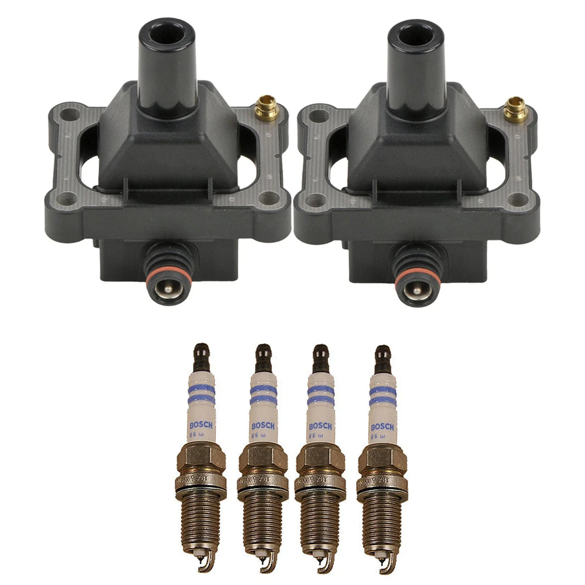 2X Ignition Coil & Double Iridium Spark Plug Kit for Mercedes SLK230 (2000)