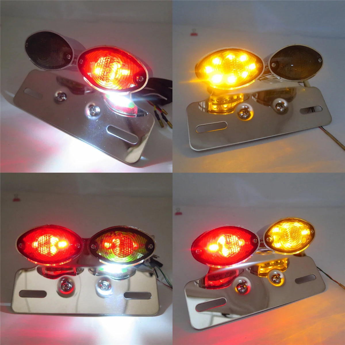 Rear Brake Stop Light with LED License Plate Bracket for Motorcycle