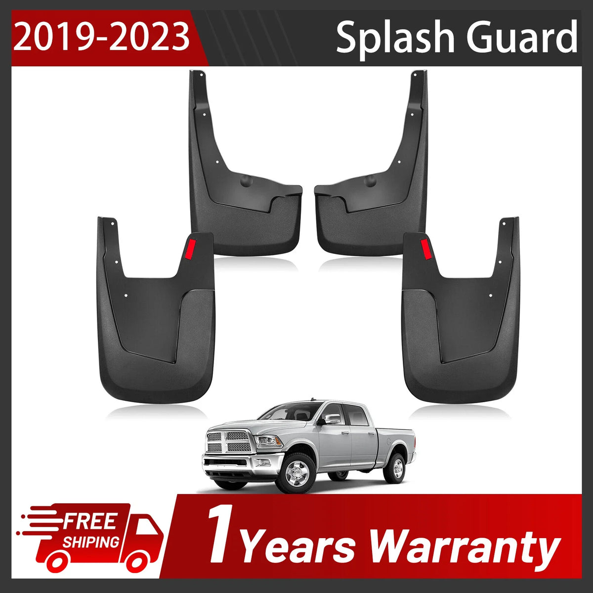 Splash Guards Mud Flaps for Ram 1500 (2019–2024) w/o Fender Flares