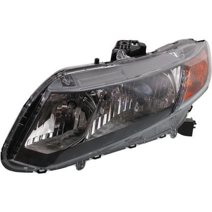 Driver Side Headlight for Honda Civic (2012) Halogen with Bulb