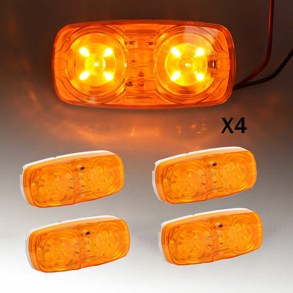 Set of 4 Amber LED Side Marker Lights for Trailers (10 Diodes Each)