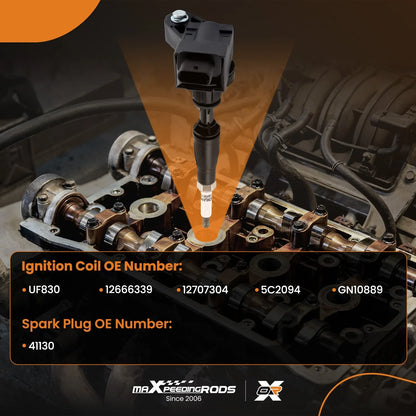Ignition Coil & Spark Plug Set (Iridium) for Cadillac Buick Chevrolet 6