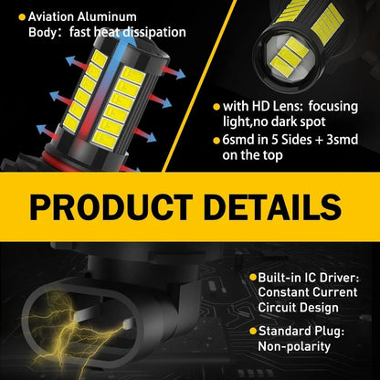 6000K White AUXITO H10 9145 LED Fog Light Bulb for Car Truck