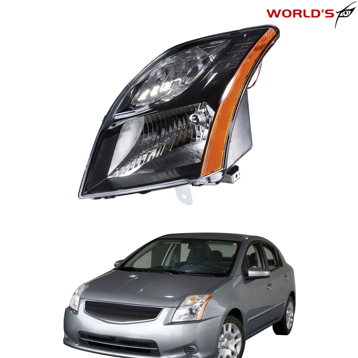 Headlight for Nissan Sentra (2010–2012) Halogen Right Passenger Black
