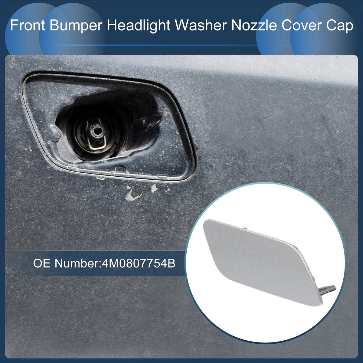 Front Right Washer Nozzle Cover Cap for Audi Q7 (2017–2019) 1Pcs Silver Tone